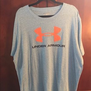 UNDER ARMOUR BLUE ORANGE POLYESTER T SHIRT 3XL